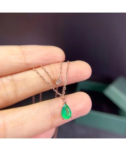 Natural Emerald Pendant, Engagement Pendant, Emerald Silver Pendent, Woman Pendant, Pendant Necklace, Luxury Pendent, Pear Cut Stone Pendent | Save 33% - Rajasthan Living