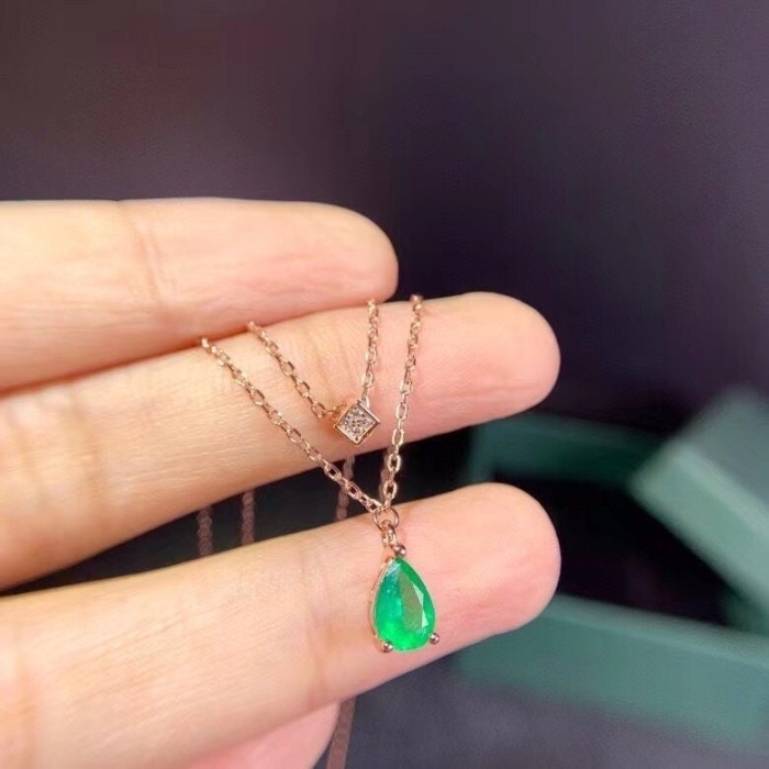 Natural Emerald Pendant, Engagement Pendant, Emerald Silver Pendent, Woman Pendant, Pendant Necklace, Luxury Pendent, Pear Cut Stone Pendent | Save 33% - Rajasthan Living 5