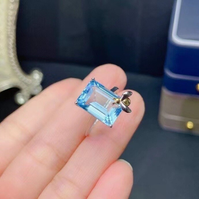 Natural Blue Topaz Jewelry Set, Engagement Ring, Blue Topaz Jewelry Set, Woman Pendant, Topaz Necklace, Luxury Pendant, Emerald Cut Stone | Save 33% - Rajasthan Living 11