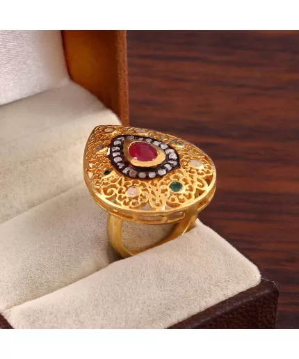 Ruby Victorian Ring, Diamond Victorian Ring, Vintage Ring, Victorian Jewelry, 925 Sterling Silver Ring, Emerald & Diamond Ring, Luxury Ring | Save 33% - Rajasthan Living 3