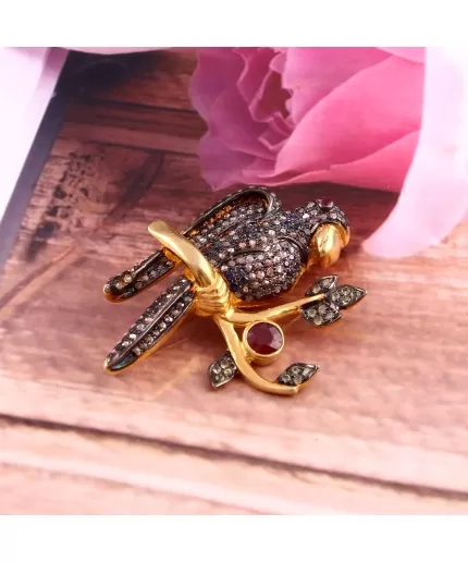 Ruby, Sapphire Victorian Brooch & Pendant, Diamond Brooch, Vintage Brooch, Gemstone Brooch, Victorian Pendant, Ruby Jewelry, Gift For Her | Save 33% - Rajasthan Living 3