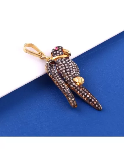 Ruby Victorian Pendant, Diamond Pendant, Parrot Pendant, Vintage Pendant, Victorian Jewelry, Ruby & Diamond Pendant, Gift For Her | Save 33% - Rajasthan Living