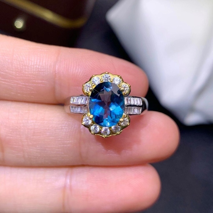 Natural Blue Topaz Ring, 925 Sterling Silver, Topaz Engagement Ring, Topaz Ring, Wedding Ring, Topaz Luxury Ring, Ring/Band, Oval Cut Ring | Save 33% - Rajasthan Living 8