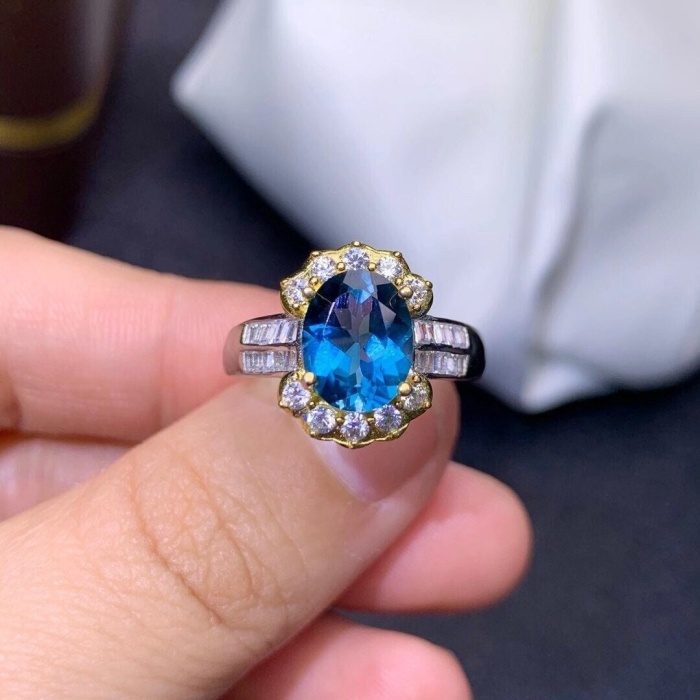 Natural Blue Topaz Ring, 925 Sterling Silver, Topaz Engagement Ring, Topaz Ring, Wedding Ring, Topaz Luxury Ring, Ring/Band, Oval Cut Ring | Save 33% - Rajasthan Living 5