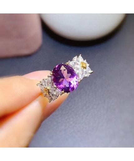 Natural Amethyst Ring, 925 Sterling Silver, Amethyst Engagement Ring, Amethyst Ring, Wedding Ring, Luxury Ring, Ring/Band, Oval Cut Ring | Save 33% - Rajasthan Living