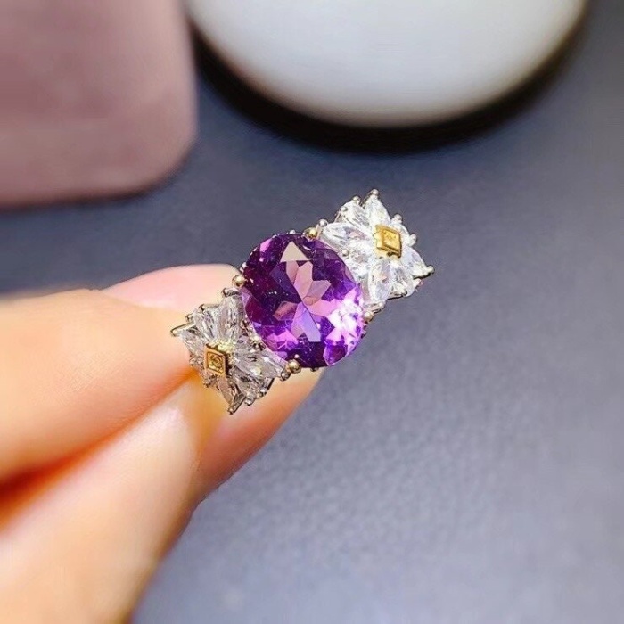 Natural Amethyst Ring, 925 Sterling Silver, Amethyst Engagement Ring, Amethyst Ring, Wedding Ring, Luxury Ring, Ring/Band, Oval Cut Ring | Save 33% - Rajasthan Living 5