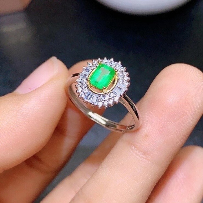 Natural Emerald & Cubic Zirconia Woman Ring, 925 Sterling Silver, Emerald Ring, Statement Ring, Engagement and Wedding Ring | Save 33% - Rajasthan Living 10