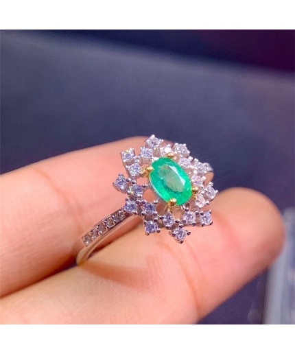 Natural Emerald & Cubic Zirconia Woman Ring, 925 Sterling Silver, Emerald Ring, Statement Ring, Engagement and Wedding Ring | Save 33% - Rajasthan Living