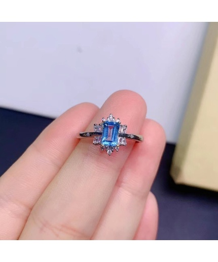 Natural Blue Topaz Ring, 925 Sterling Silver, Topaz Engagement Ring, Topaz Ring, Wedding Ring, Topaz Luxury Ring, Ring/Band Emerald Cut Ring | Save 33% - Rajasthan Living 3