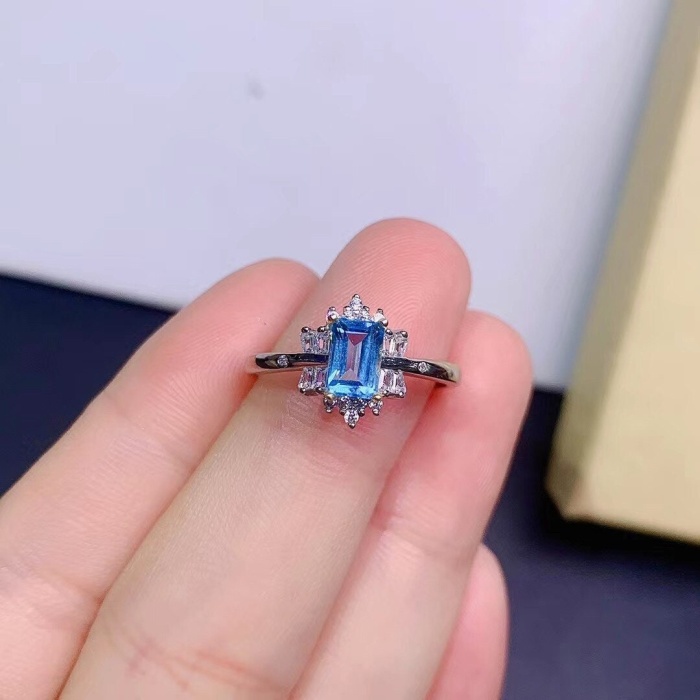 Natural Blue Topaz Ring, 925 Sterling Silver, Topaz Engagement Ring, Topaz Ring, Wedding Ring, Topaz Luxury Ring, Ring/Band Emerald Cut Ring | Save 33% - Rajasthan Living 6