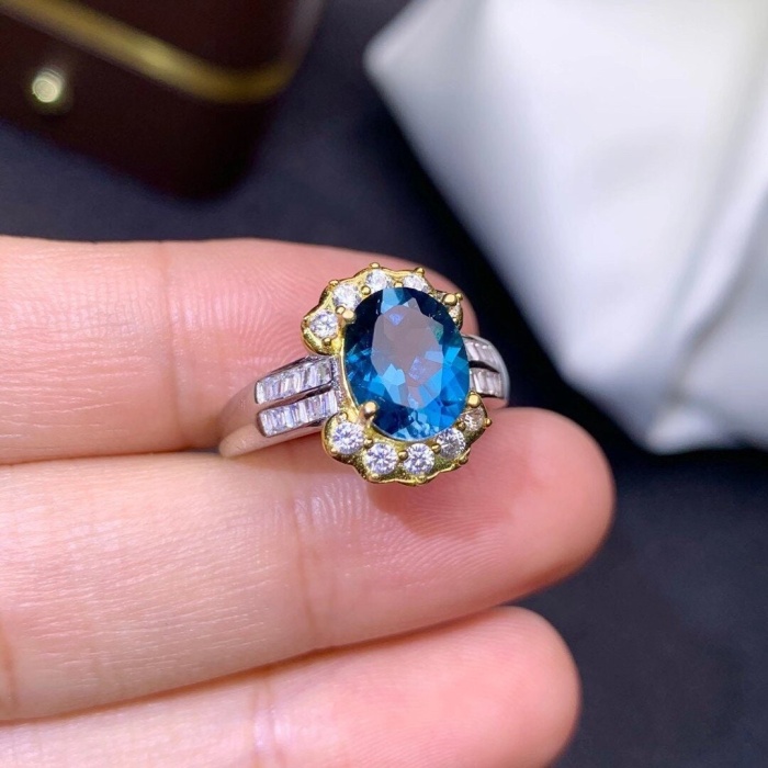 Natural Blue Topaz Ring, 925 Sterling Silver, Topaz Engagement Ring, Topaz Ring, Wedding Ring, Topaz Luxury Ring, Ring/Band, Oval Cut Ring | Save 33% - Rajasthan Living 9