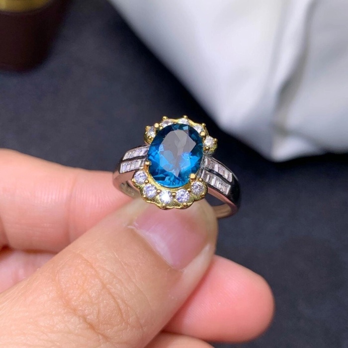 Natural Blue Topaz Ring, 925 Sterling Silver, Topaz Engagement Ring, Topaz Ring, Wedding Ring, Topaz Luxury Ring, Ring/Band, Oval Cut Ring | Save 33% - Rajasthan Living 6