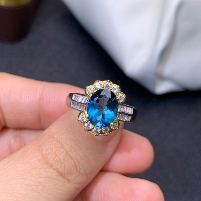 Natural Blue Topaz Ring, 925 Sterling Silver, Topaz Engagement Ring, Topaz Ring, Wedding Ring, Topaz Luxury Ring, Ring/Band, Oval Cut Ring | Save 33% - Rajasthan Living 7