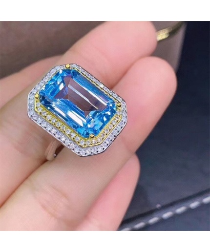 Natural Blue Topaz Ring, 925 Sterling Silver, Topaz Engagement Ring, Topaz Ring, Wedding Ring, Topaz Luxury Ring, Band, Emerald Cut Ring | Save 33% - Rajasthan Living 3