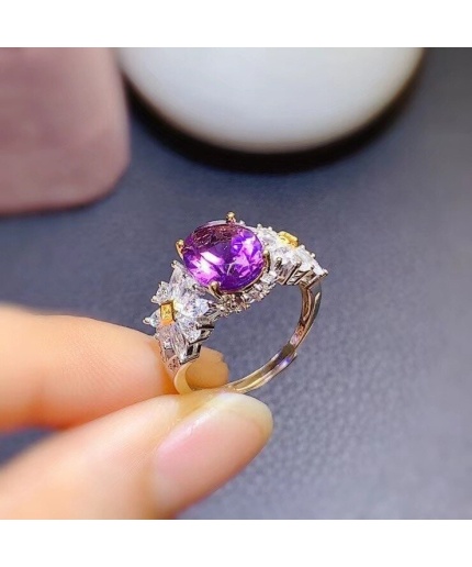 Natural Amethyst Ring, 925 Sterling Silver, Amethyst Engagement Ring, Amethyst Ring, Wedding Ring, Luxury Ring, Ring/Band, Oval Cut Ring | Save 33% - Rajasthan Living 3