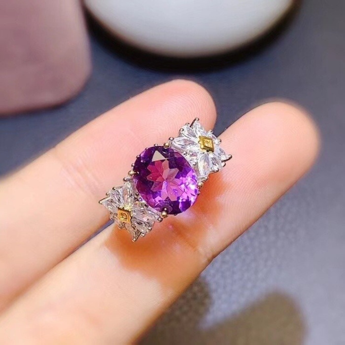 Natural Amethyst Ring, 925 Sterling Silver, Amethyst Engagement Ring, Amethyst Ring, Wedding Ring, Luxury Ring, Ring/Band, Oval Cut Ring | Save 33% - Rajasthan Living 8