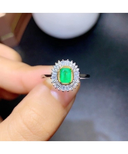 Natural Emerald & Cubic Zirconia Woman Ring, 925 Sterling Silver, Emerald Ring, Statement Ring, Engagement and Wedding Ring | Save 33% - Rajasthan Living 3