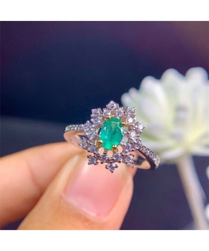 Natural Emerald & Cubic Zirconia Woman Ring, 925 Sterling Silver, Emerald Ring, Statement Ring, Engagement and Wedding Ring | Save 33% - Rajasthan Living 3