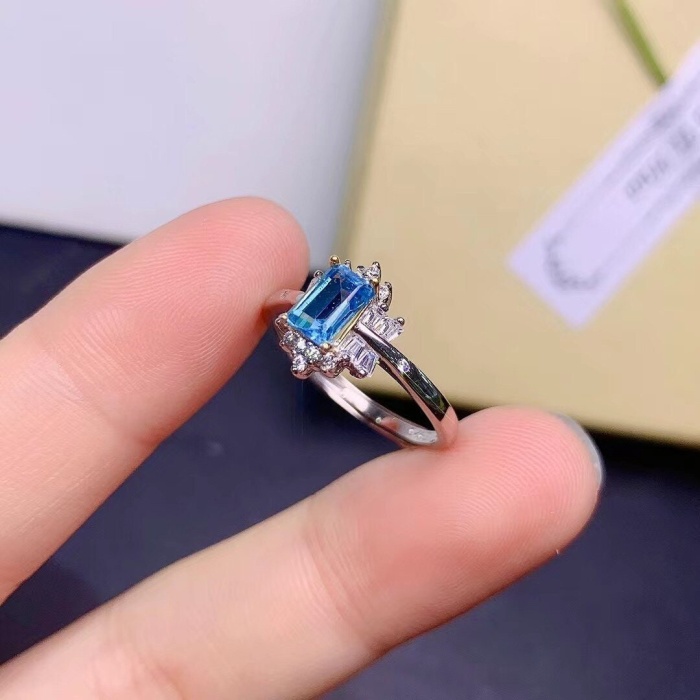 Natural Blue Topaz Ring, 925 Sterling Silver, Topaz Engagement Ring, Topaz Ring, Wedding Ring, Topaz Luxury Ring, Ring/Band Emerald Cut Ring | Save 33% - Rajasthan Living 7