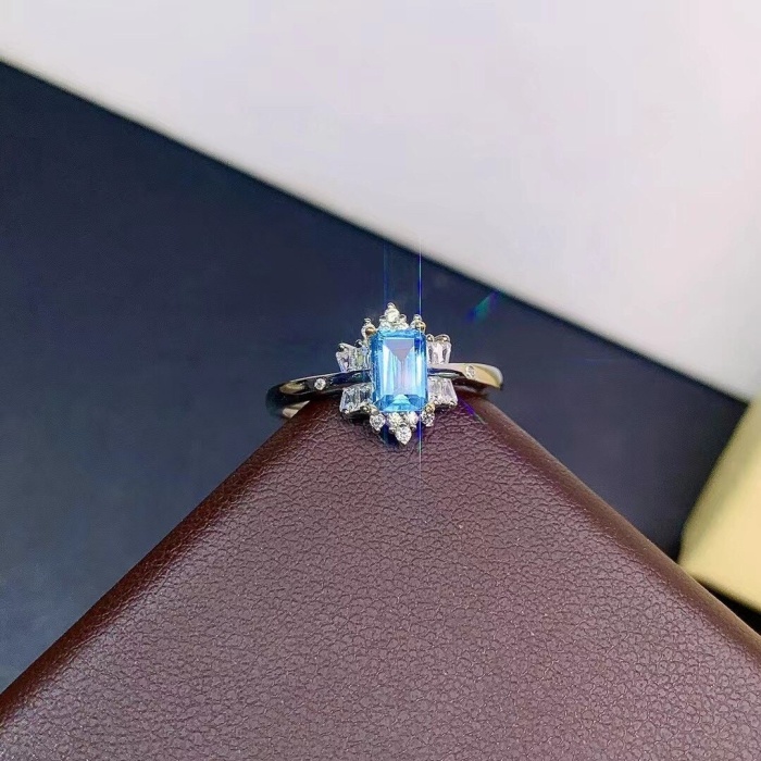 Natural Blue Topaz Ring, 925 Sterling Silver, Topaz Engagement Ring, Topaz Ring, Wedding Ring, Topaz Luxury Ring, Ring/Band Emerald Cut Ring | Save 33% - Rajasthan Living 8