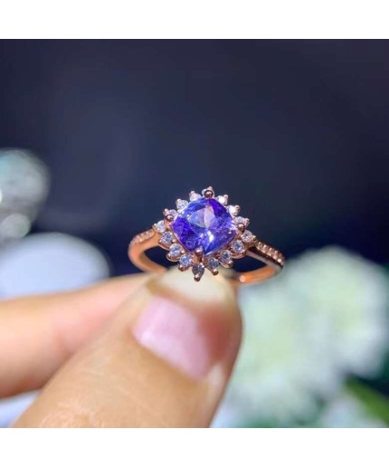 Natural Tanzanite Ring,925 Sterling Sliver,Engagement Ring,Wedding Ring, luxury Ring, solitaire Ring, Cushion cut Ring | Save 33% - Rajasthan Living