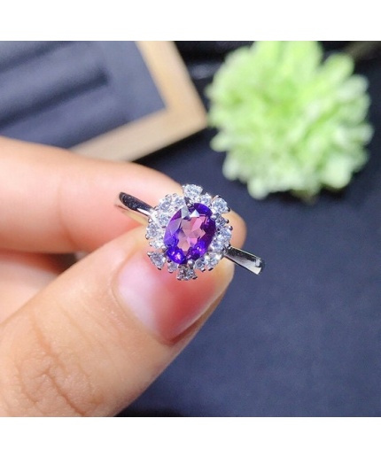 Natural Amethyst Ring, 925 Sterling Silver, Amethyst Engagement Ring, Amethyst Ring, Wedding Ring, Luxury Ring, Ring/Band, Oval Cut Ring | Save 33% - Rajasthan Living 3