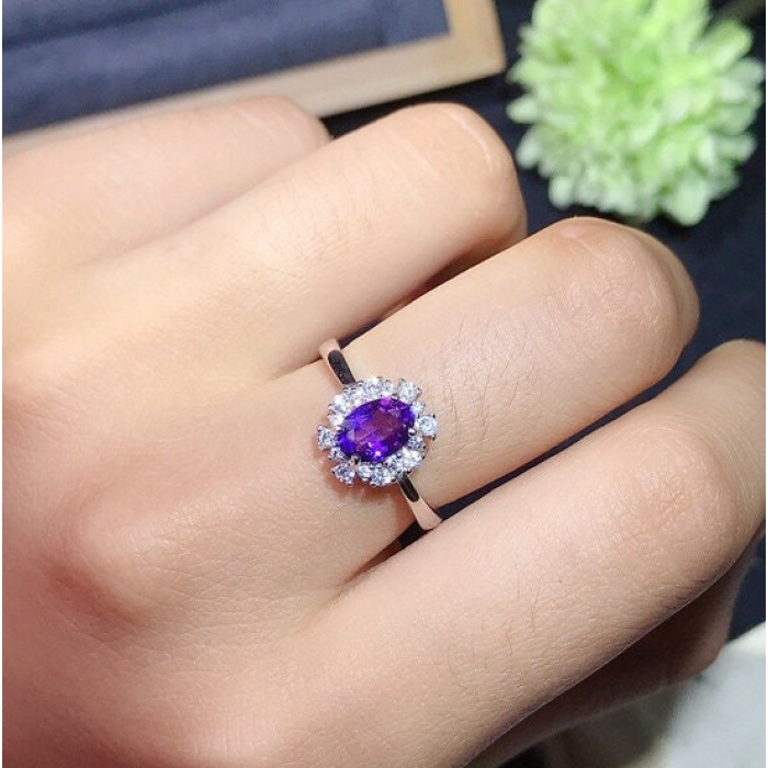 Natural Amethyst Ring, 925 Sterling Silver, Amethyst Engagement Ring, Amethyst Ring, Wedding Ring, Luxury Ring, Ring/Band, Oval Cut Ring | Save 33% - Rajasthan Living 7