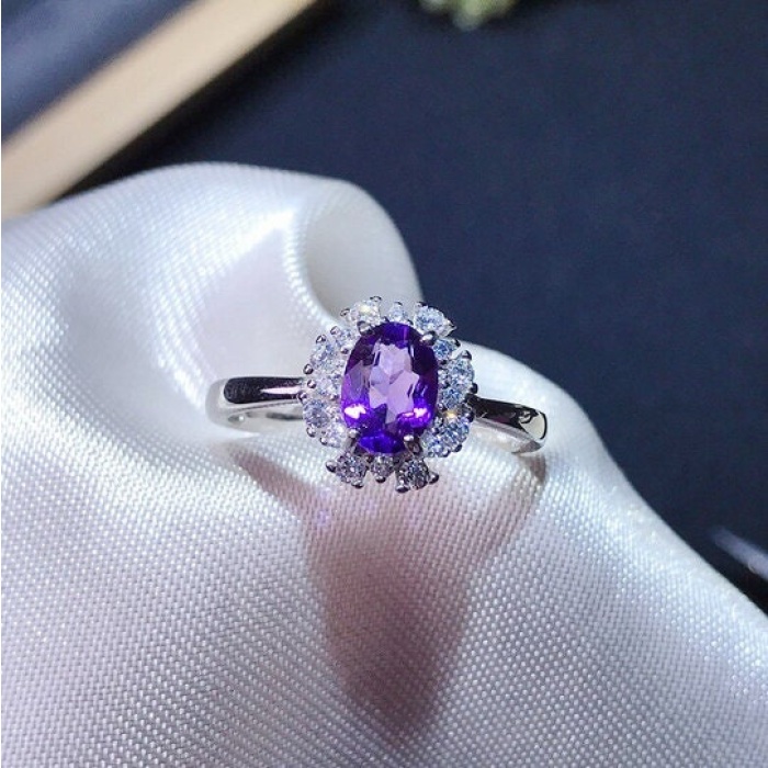 Natural Amethyst Ring, 925 Sterling Silver, Amethyst Engagement Ring, Amethyst Ring, Wedding Ring, Luxury Ring, Ring/Band, Oval Cut Ring | Save 33% - Rajasthan Living 9