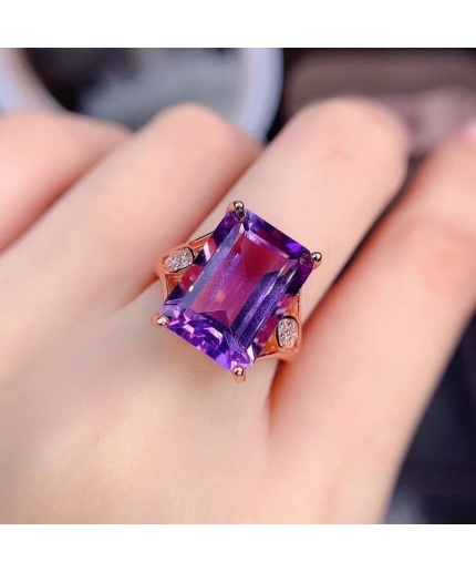 Natural Amethyst Ring, 925 Sterling Silver, Amethyst Engagement Ring, Amethyst Ring, Wedding Ring, Luxury Ring, Ring/Band, Emerald Cut Ring | Save 33% - Rajasthan Living 3