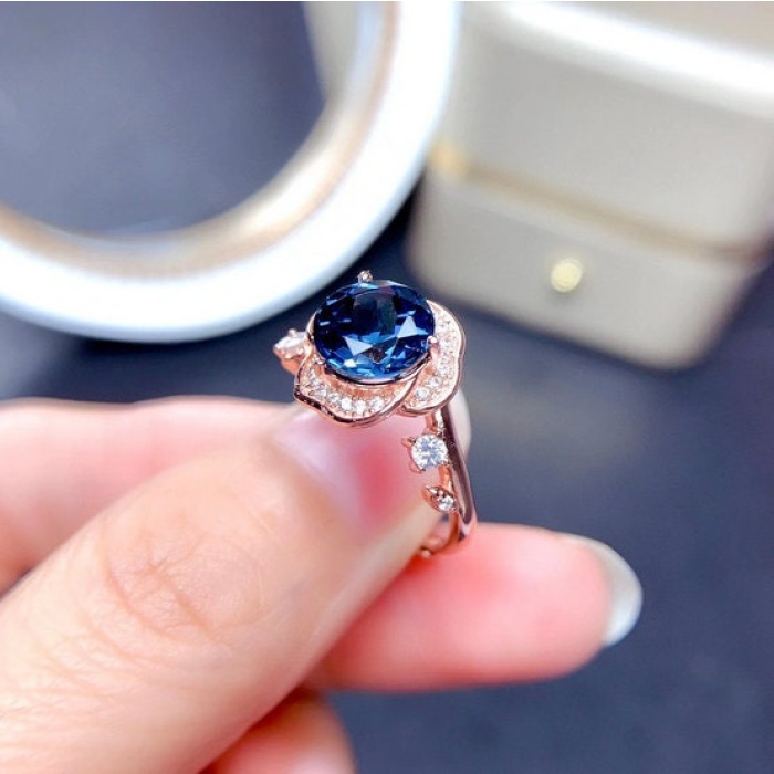 Natural Blue Topaz Ring, 925 Sterling Sliver, Topaz Engagement Ring, Topaz Ring, Topaz Wedding Ring, luxury Ring, Round cut Ring | Save 33% - Rajasthan Living 8