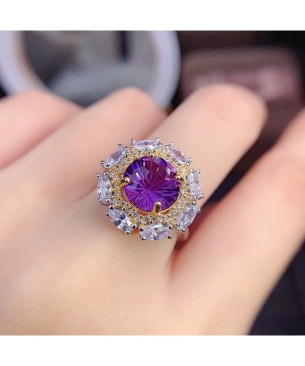 Natural Amethyst Ring, 925 Sterling Silver, Amethyst Engagement Ring, Amethyst Ring, Wedding Ring, Luxury Ring, Ring/Band, Round Cut Ring | Save 33% - Rajasthan Living 3