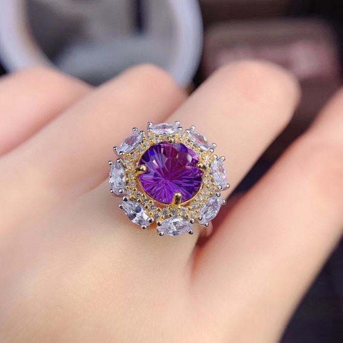 Natural Amethyst Ring, 925 Sterling Silver, Amethyst Engagement Ring, Amethyst Ring, Wedding Ring, Luxury Ring, Ring/Band, Round Cut Ring | Save 33% - Rajasthan Living 6