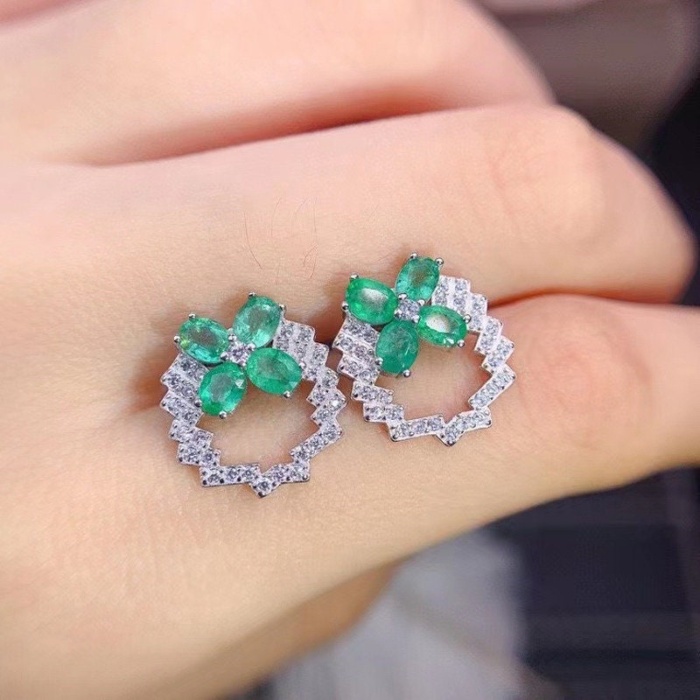 Natural Emerald Stud Earrings, 925 Sterling Silver, Emerald Earrings, Emerald Silver Earrings, Luxury Earrings, Oval Cut Stone Earrings | Save 33% - Rajasthan Living 6