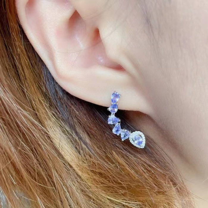 Natural Tanzanite Drop Earrings, 925 Sterling Silver, Tanzanite Earrings, Tanzanite Silver Earrings, Luxury Earrings, Pear Cut Stone | Save 33% - Rajasthan Living 6