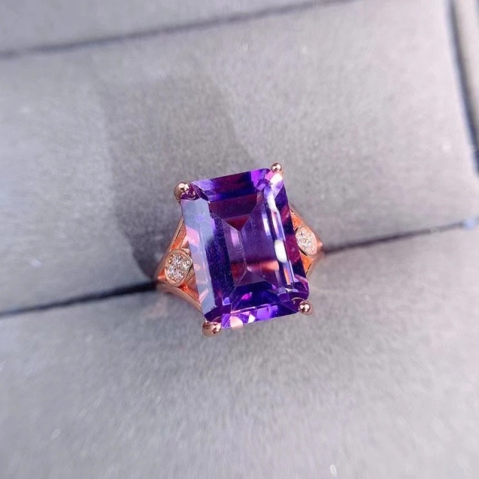 Natural Amethyst Ring, 925 Sterling Silver, Amethyst Engagement Ring, Amethyst Ring, Wedding Ring, Luxury Ring, Ring/Band, Emerald Cut Ring | Save 33% - Rajasthan Living 8