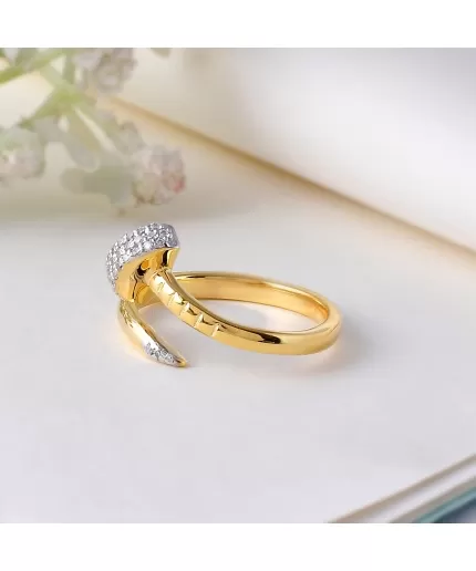 925 Sterling Silver Nail Ring, Screw Ring,Twisted Nail Ring, 14K Gold Vermeil Nail Ring, Silver CZ Ring, Minimalist Ring, Gold Nail Ring | Save 33% - Rajasthan Living 3