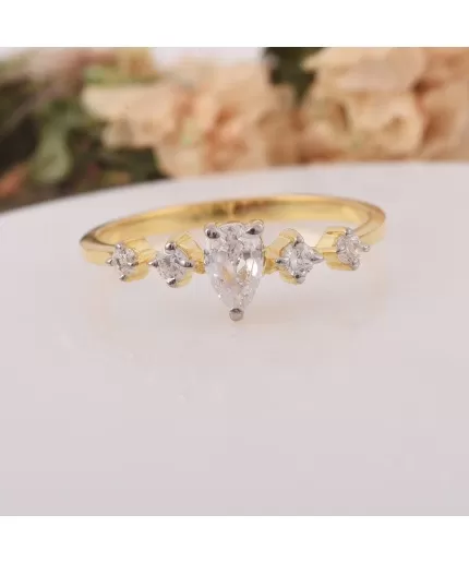Sterling Silver Pear Cut CZ Ring, Pear Round CZ Ring, Dainty Promise Ring, Wedding Ring, Travel Ring, Simple Silver Pear Ring, Gift for her | Save 33% - Rajasthan Living