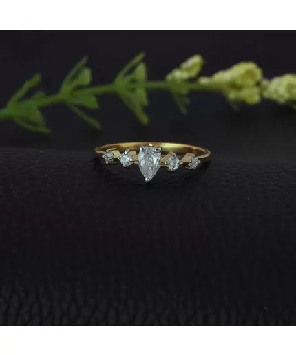 Sterling Silver Pear Cut CZ Ring, Pear Round CZ Ring, Dainty Promise Ring, Wedding Ring, Travel Ring, Simple Silver Pear Ring, Gift for her | Save 33% - Rajasthan Living 3