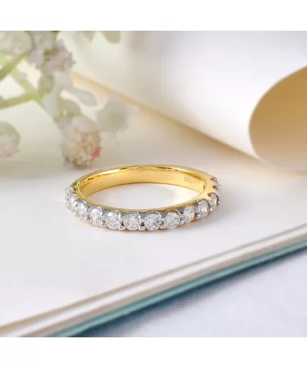 2.5 mm Round Brilliant Cut CZ Half Eternity Setting Sterling Silver, Eternity Band, Bridal Ring, Stackable Ring, Half Eternity Band | Save 33% - Rajasthan Living