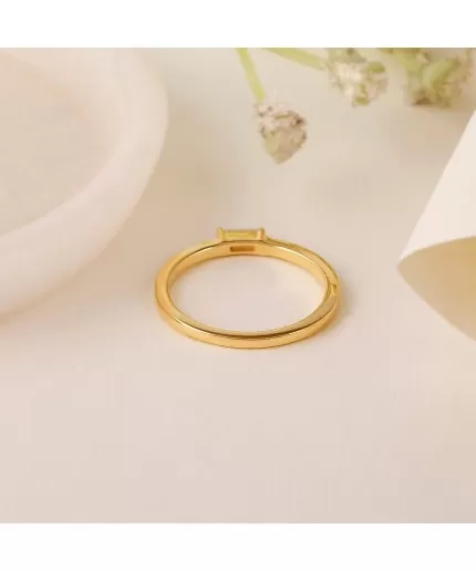 925 Sterling Silver Baguette Ring, Tiny Baguette Ring, Dainty Baguette Ring, Stacking Ring, 1 Baguette Ring, 14K Gold Vermeil Thin Ring | Save 33% - Rajasthan Living 3