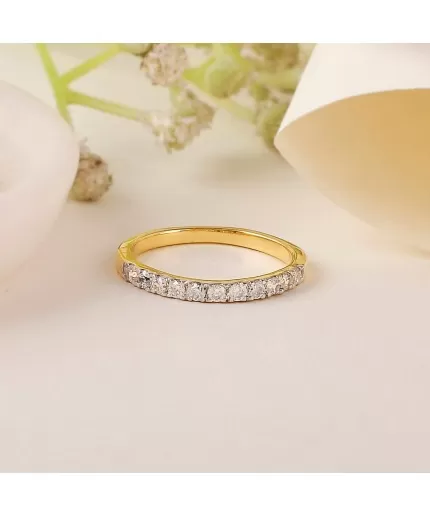Beautiful 2 mm Round Cut CZ Eternity Ring for Women, 925 Sterling Silver, Wedding Bands, Stacking Ring, Eternity Band, 14K Gold Vermeil | Save 33% - Rajasthan Living