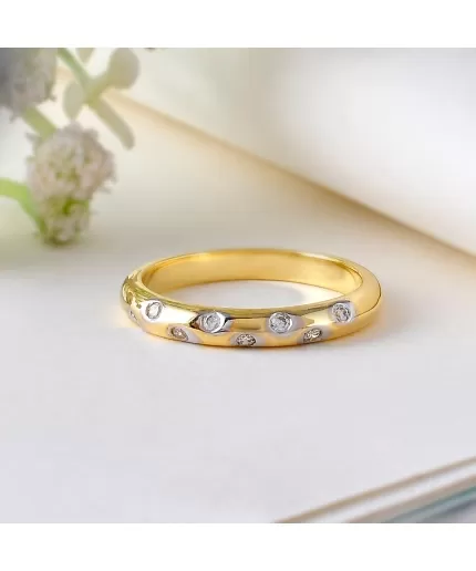 Beautiful 3 mm Flush Set Round Cut CZ Ring, 925 Sterling Silver Flush Eternity Ring, Stacking Ring, Flush Band, 14K Gold Vermeil, | Save 33% - Rajasthan Living