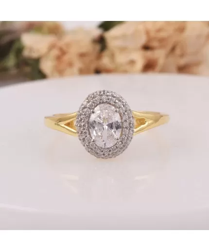 Sterling Silver Halo Wedding Ring, Double Halo Oval CZ Ring, Anniversary Engagement Bridal Halo Ring, Halo Ring, Halo Art Deco Vintage Ring | Save 33% - Rajasthan Living