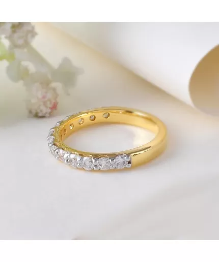 2.5 mm Round Brilliant Cut CZ Half Eternity Setting Sterling Silver, Eternity Band, Bridal Ring, Stackable Ring, Half Eternity Band | Save 33% - Rajasthan Living 3