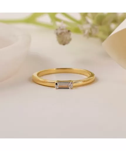 925 Sterling Silver Baguette Ring, Tiny Baguette Ring, Dainty Baguette Ring, Stacking Ring, 1 Baguette Ring, 14K Gold Vermeil Thin Ring | Save 33% - Rajasthan Living