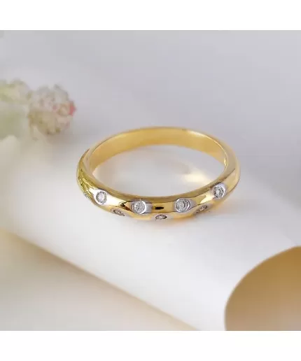 Beautiful 3 mm Flush Set Round Cut CZ Ring, 925 Sterling Silver Flush Eternity Ring, Stacking Ring, Flush Band, 14K Gold Vermeil, | Save 33% - Rajasthan Living 3