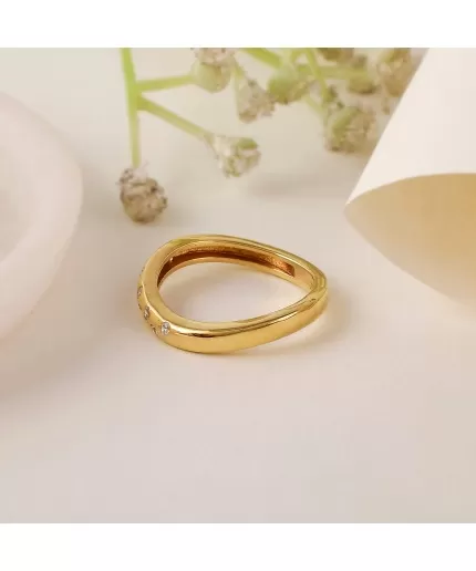 Beautiful 3 mm Flush Set Round Cut CZ Ring, 925 Sterling Silver Flush Eternity Ring, Curved Ring, CZ Ring, Gift for Mom, 14K Gold Vermeil | Save 33% - Rajasthan Living 3