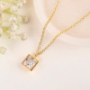 925 Sterling Silver Bezel Set Necklace, 8 MM Square Necklace, Solitaire Necklace, Square Pendant, Princess Cut Cz Necklace, 14K Gold vermeil | Save 33% - Rajasthan Living 9