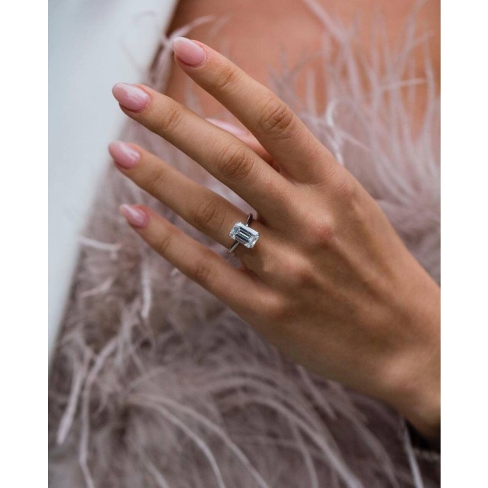 3 Ct Engagement Diamond Ring, Wedding Ring, Promise Ring Diamond Ring, Emerald Cut Diamond Ring, Engagement Ring, Wedding Band, 14K Gold | Save 33% - Rajasthan Living 6
