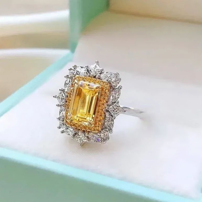 2.50 Ct Emerald Cut CZ Wedding Ring, Large Emerald Cut Simulated Diamond Statement Cocktail Ring, 14K Solid Gold Propose, Promise Ring Gift | Save 33% - Rajasthan Living 5